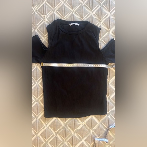 Zara Elegant Black Ribbed Top off shoulders size S - Picture 4 of 5
